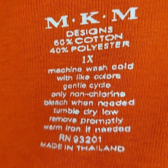 Orange Short Sleeve Shirt / T-Shirt Size 1X - Picture 4 of 4